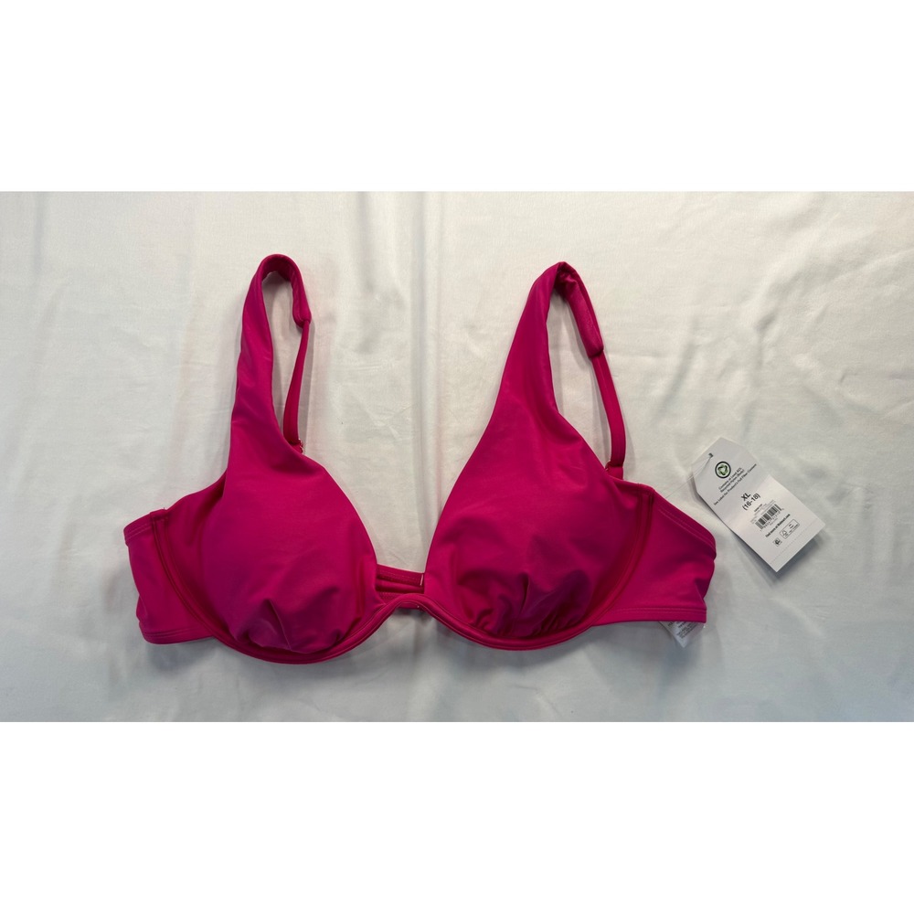 Time and Tru Womens Underwire Bikini Top XL 16-18 Pink Swimsuit Padded Underwire